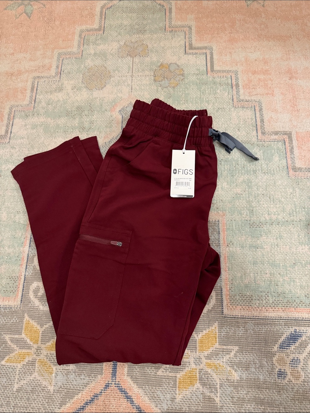 NWT Figs Women's Yola High Waisted Pant Petite XXS Burgundy